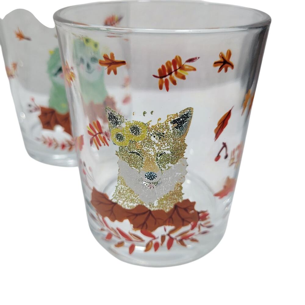 Harvest Woodland Creatures 4" Autumn Glass Set of 4  3625-1TClo